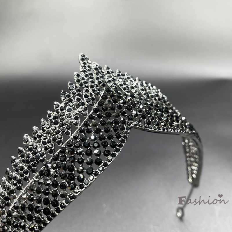 Vương Miện Cài Tóc Bằng Hợp Kim Màu Đen Handmade Đơn Giản Trang Trí Đám Cưới