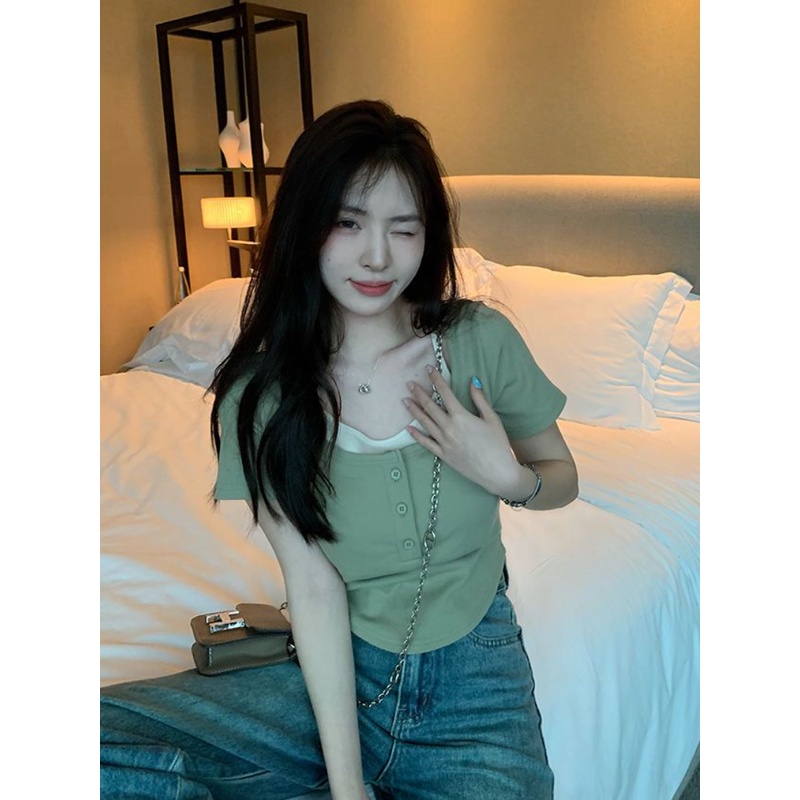 Áo Kiểu Dáng Ôm Cổ Vuông Thời Trang Mùa Hè Cho Nữ