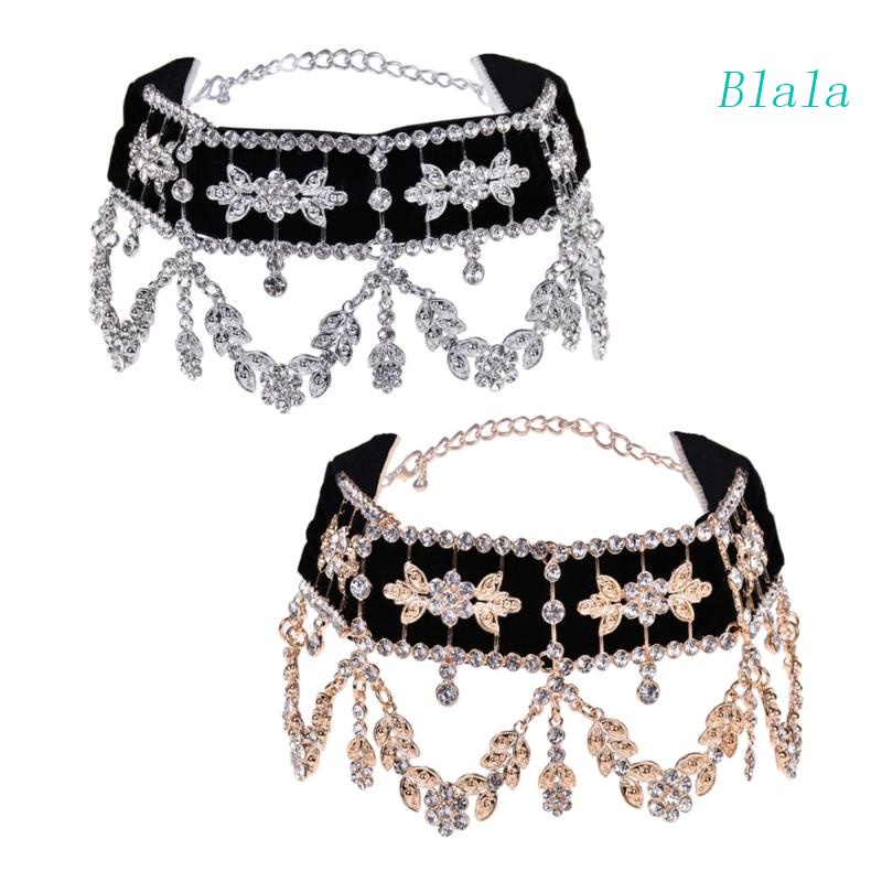 Vòng Cổ Choker Vải Nhung Đính Đá Phong Cách Vintage