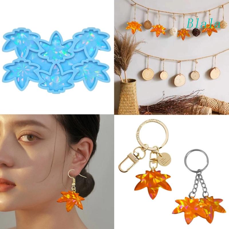 Khuôn Silicone Làm Mặt Dây Chuyền Hình Chiếc Lá Màu Holographic DIY