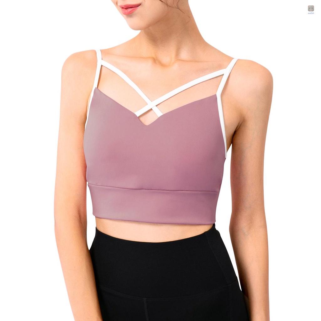 Áo Ngực Thể Thao Dây Chéo Lưng Có Mút Đệm Tháo Rời Được Tiện Lợi Dành Cho Nữ