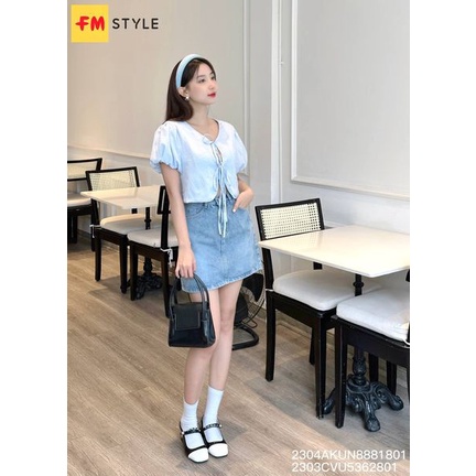 Áo kiểu nữ FM Style dáng croptop cột dây tay phồng phong cách tiểu thư sang chảnh 23042561