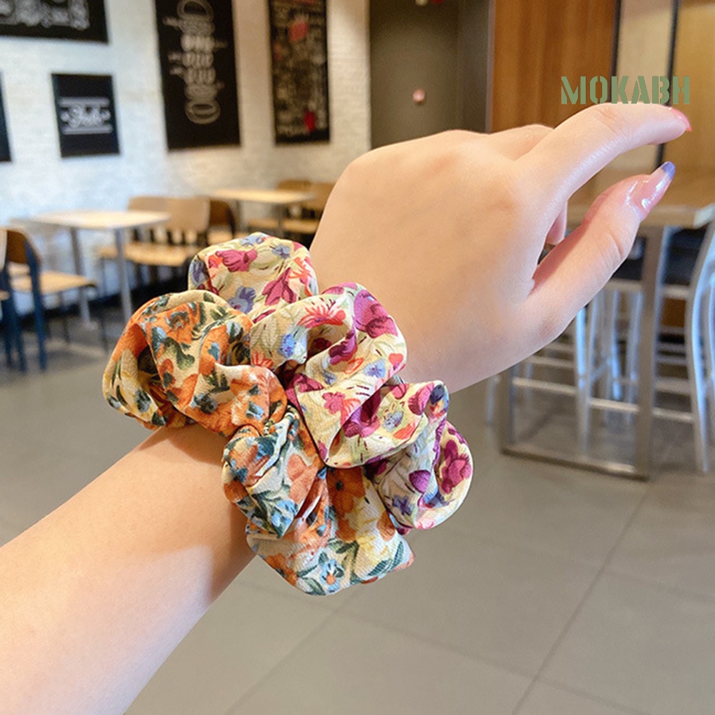 Bộ 3 Dây Cột Tóc Co Giãn Họa Tiết Hoa Xinh Xắn Thời Trang Cho Nữ