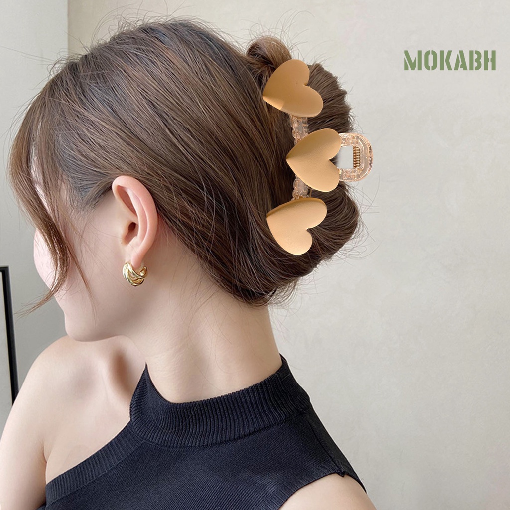 Kẹp Tóc Càng Cua Hình Trái Tim Trong Suốt Co Giãn Chống Trượt Thời Trang Cho Nữ