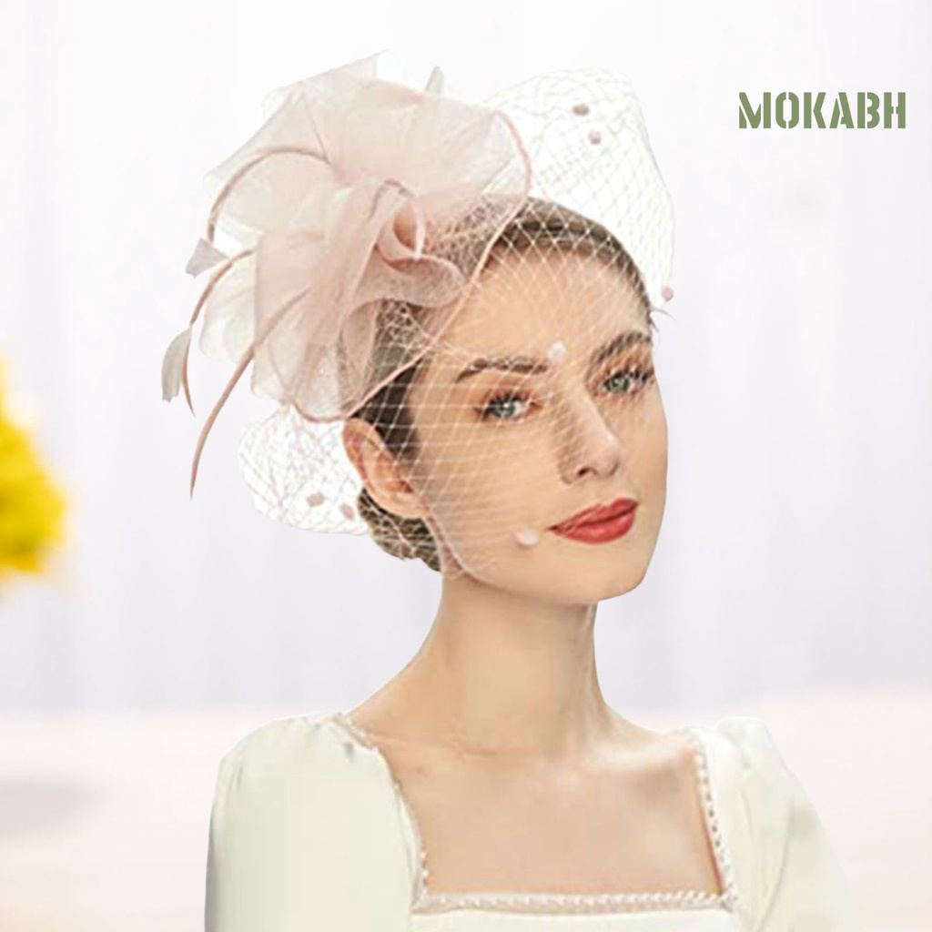 [Mok Abh] Mạng Che Mặt Bằng Vải Lưới Mỏng Họa Tiết Hoa Lớn Thanh Lịch Cổ Điển Trang Phục Đám Cưới / Tiệc Cocktail Dành Cho Bạn Nữ