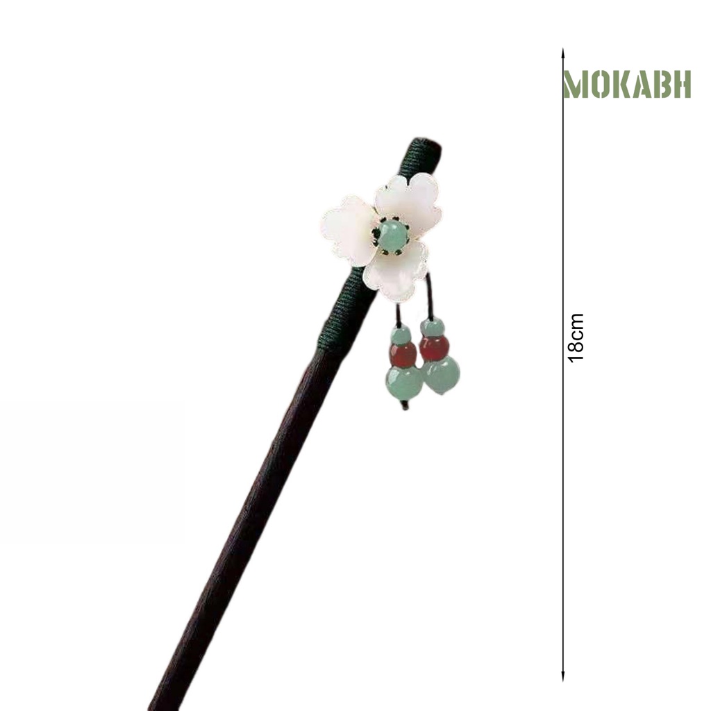 Trâm Cài Tóc Bằng Gỗ Đính Hạt Và Tua Rua Phong Cách Trung Hoa Cổ Điển Cho Nữ