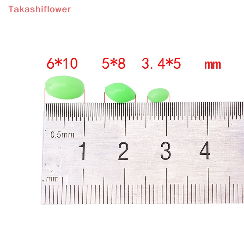 Set 100 Hạt Cườm Mềm Phát Sáng Hình Oval Kích Thước 5mm / 8mm / 10mm