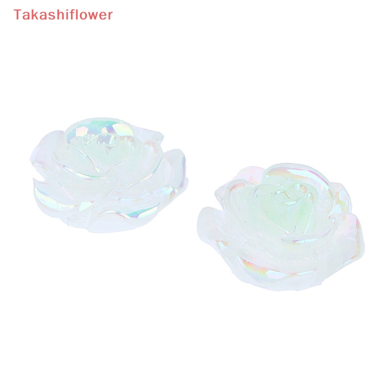 Set 2 Mô Hình Hoa Hồng Dạ Quang Mini Bằng Nhựa Resin Trang Trí Sân Vườn DIY