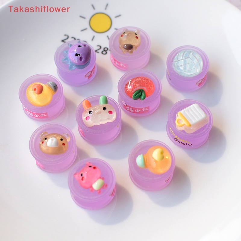 Set 10 Phụ Kiện Trang Sức Điện Thoại Kiểu Hoạt Hình Màu Dạ Quang Bằng Nhựa Resin Trong Suốt Diy