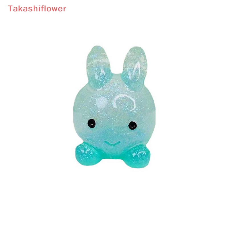 Set 5 Mô Hình Thỏ Hoạt Hình Mini Bằng Nhựa Resin Phát Sáng Trang Trí Sân Vườn