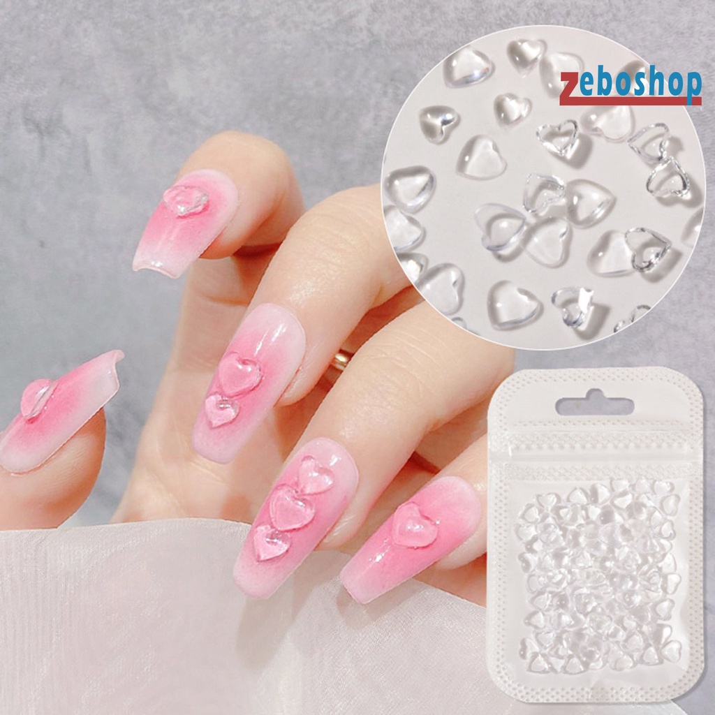 Set 100 Phụ Kiện Trang Trí Móng Tay Nghệ Thuật Hình Trái Tim 3D DIY