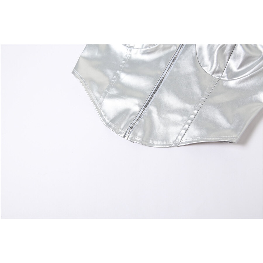 Kliou 2023 Áo Hai Dây Sát Nách Dây Đeo Mỏng Màu Trơn Có Khóa Kéo Phong Cách Hipster Đường Phố Cho Nữ