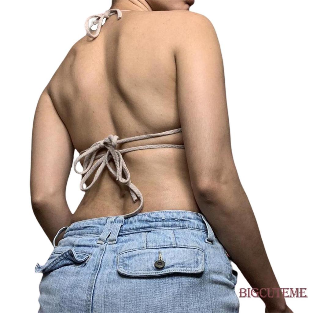 Áo Croptop Hai Dây Thêu Hoa Hở Lưng Thời Trang Mùa Hè Dành Cho Nữ