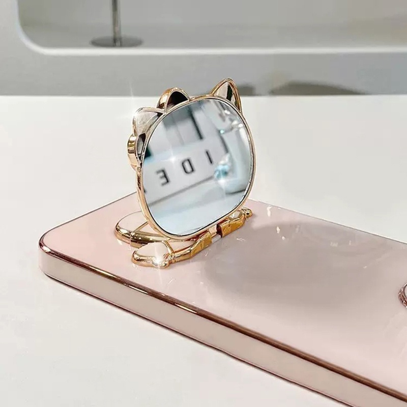 Giá Đỡ Điện Thoại Có Gương Trang Điểm Xoay Được Hình Mèo Kitty Đáng Yêu