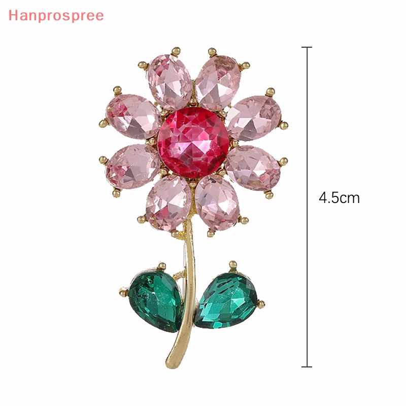 Ghim Cài Áo Hình Hoa Hướng Dương Đính Đá Zircon Màu Hồng Xinh Xắn