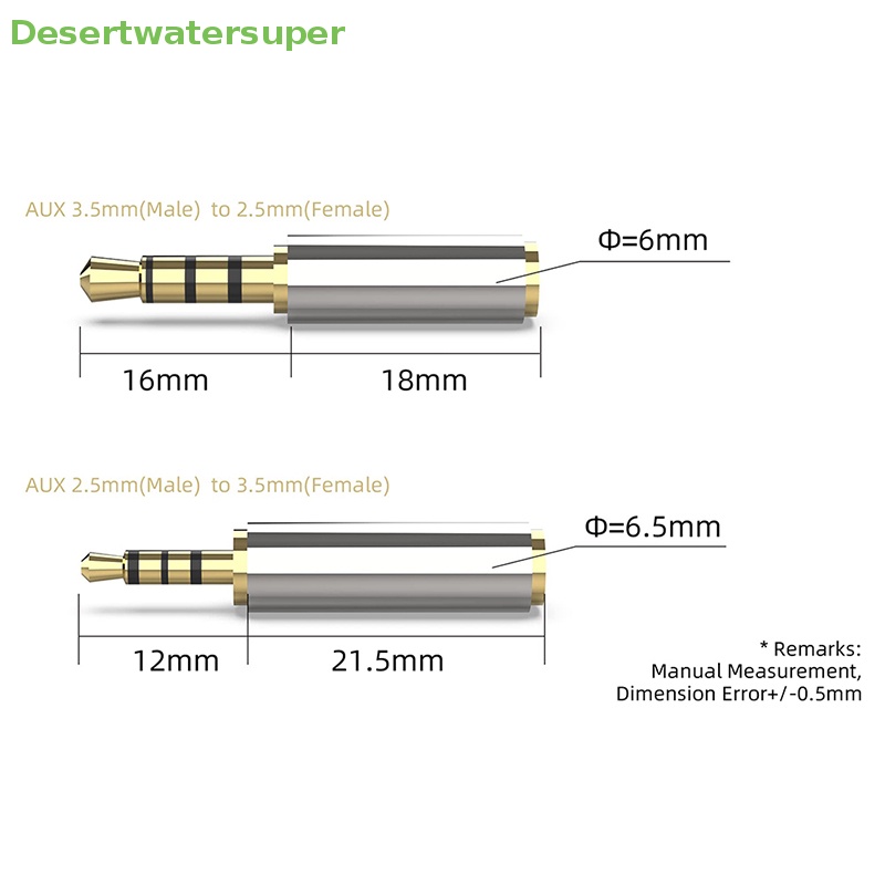 Set 2 Giắc Cắm Chuyển Đổi Từ 3.5mm Male Sang 2.5mm Female 2.5mm Female Sang 3.5mm Female