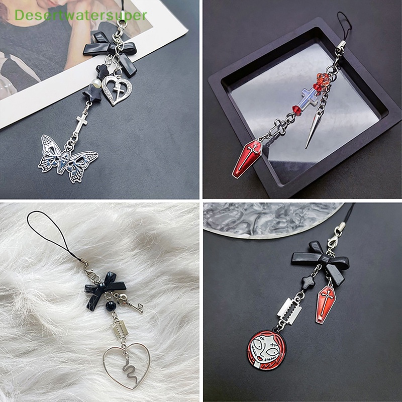 Móc Khóa Điện Thoại Y2K Hình Bướm Phong Cách Gothic