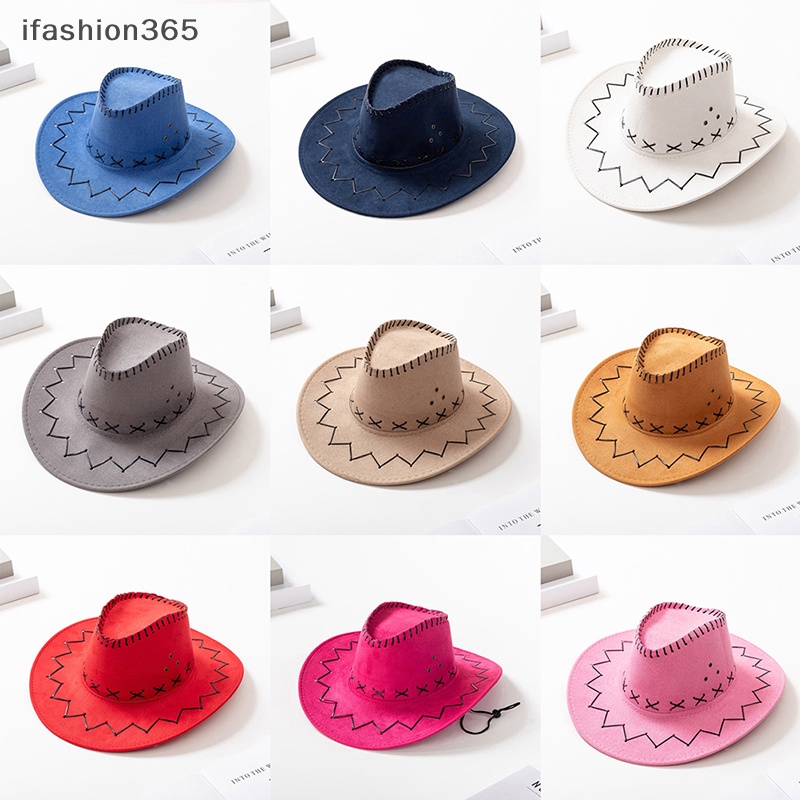 Mũ Cao Bồi Giả Da Vành Rộng Thời Trang Phương Tây ifashion365