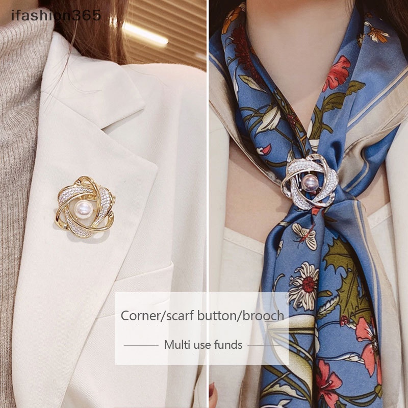 Ghim Cài Khăn Choàng Lụa Hình Hoa Đính Đá Thời Trang Cho Nữ ifashion365