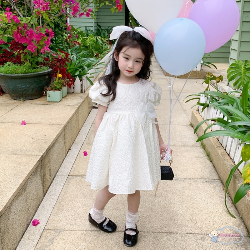 Đầm Công Chúa Đính Nơ Thoáng Khí Dễ Thương Cho Bé Gái