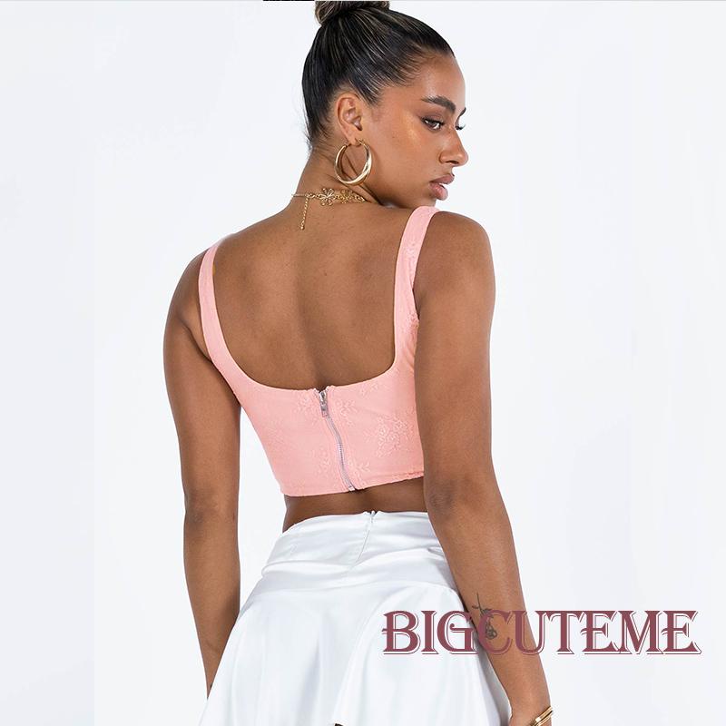 Áo Croptop Sát Nách Cổ Vuông Màu Sắc Trơn In Họa Tiết Hoa Thời Trang Xuân Hè Xinh Xắn Cho Nữ