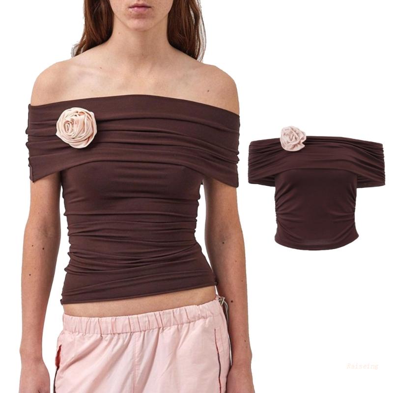 Áo Thun Tay Ngắn Dáng Ôm Y2k Hở Vai Thời Trang Quyến Rũ Cho Nữ