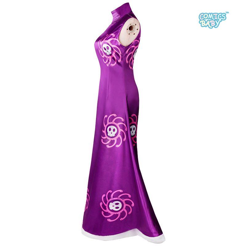 Anime ONE PIECE Boa Hancock Cosplay Costume Snake Princess cheongsam Long Sleeve Kimono Women Dress  Halloween Uniform Suit