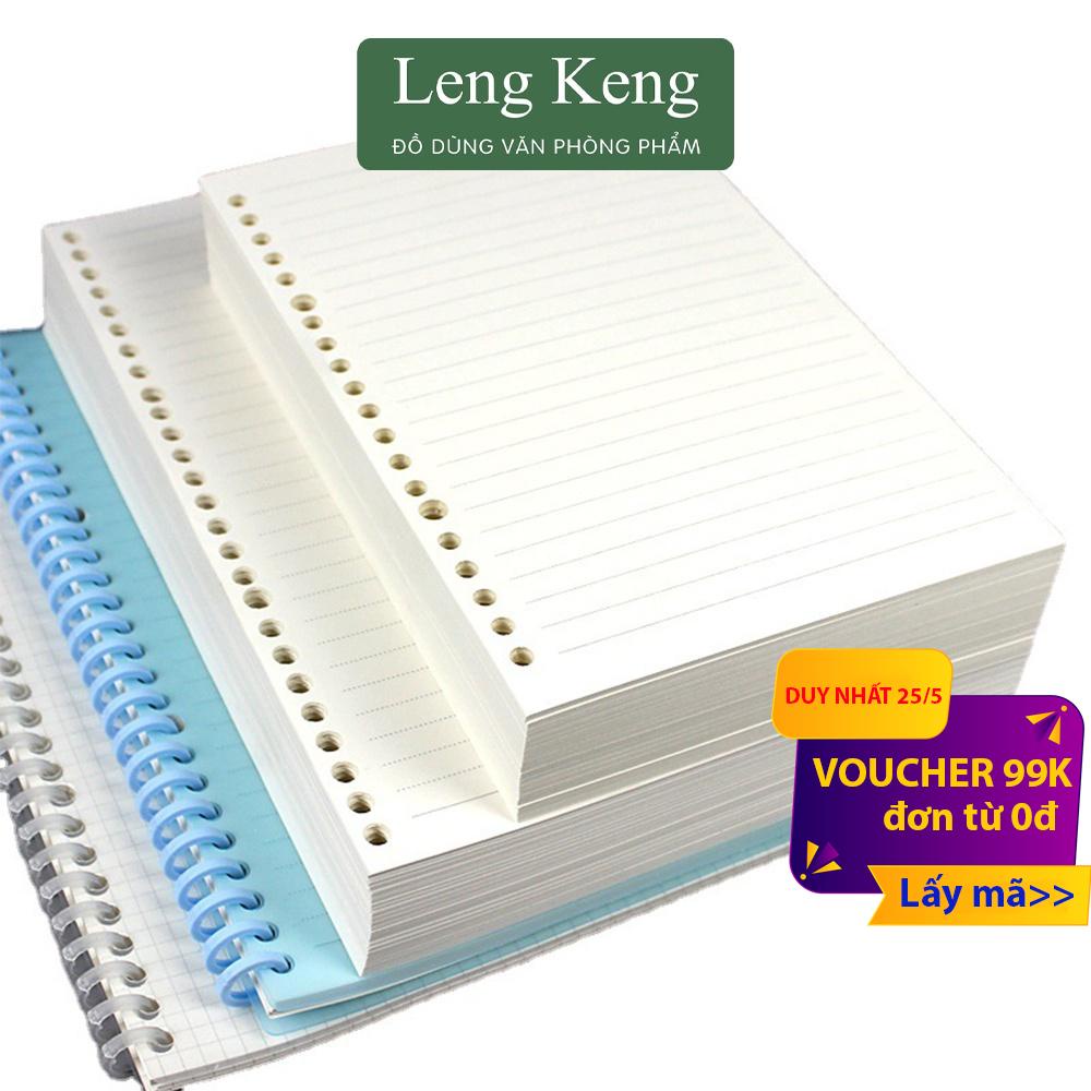 Giấy sổ còng LENG KENG giấy refill ruột sổ còng A5 B5 A4 20 26 30 lỗ sổ còng giấy refill caro kẻ ngang nhiều lỗ