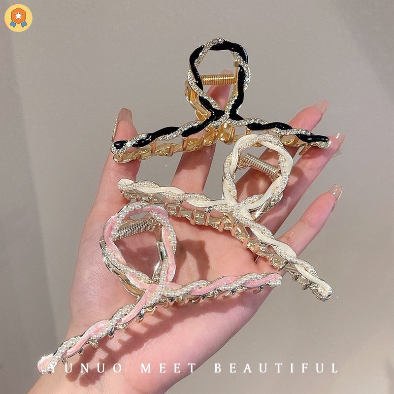 Kẹp Tóc Hình Cá Mập Đính Ngọc Trai Hồng Thời Trang Cho Nữ