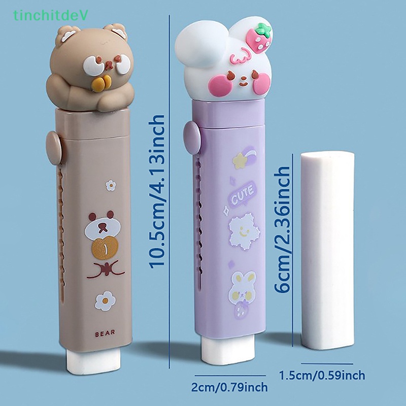 1 Bộ Gôm Tẩy Bút Chì Thiết Kế Dạng Đẩy Họa Tiết Hoạt Hình Dễ Thương Kèm Lõi Cao Su Thay Thế Cho Học Sinh / Văn Phòng [Mới]