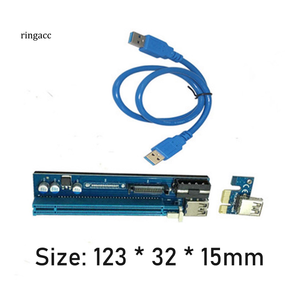 Cáp Chuyển Đổi PCI-E Express 1x Sang 16x RGA PE503 6Pin / 4Pin SATA Chống Mài Mòn