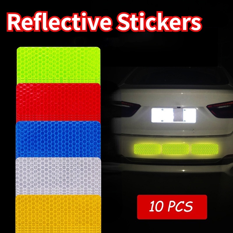 Bộ 10 Miếng Dán Phản Quang Cảnh Báo Chống Va Chạm Chống Thấm Nước Sáng Tạo Cho Thân Xe Hơi