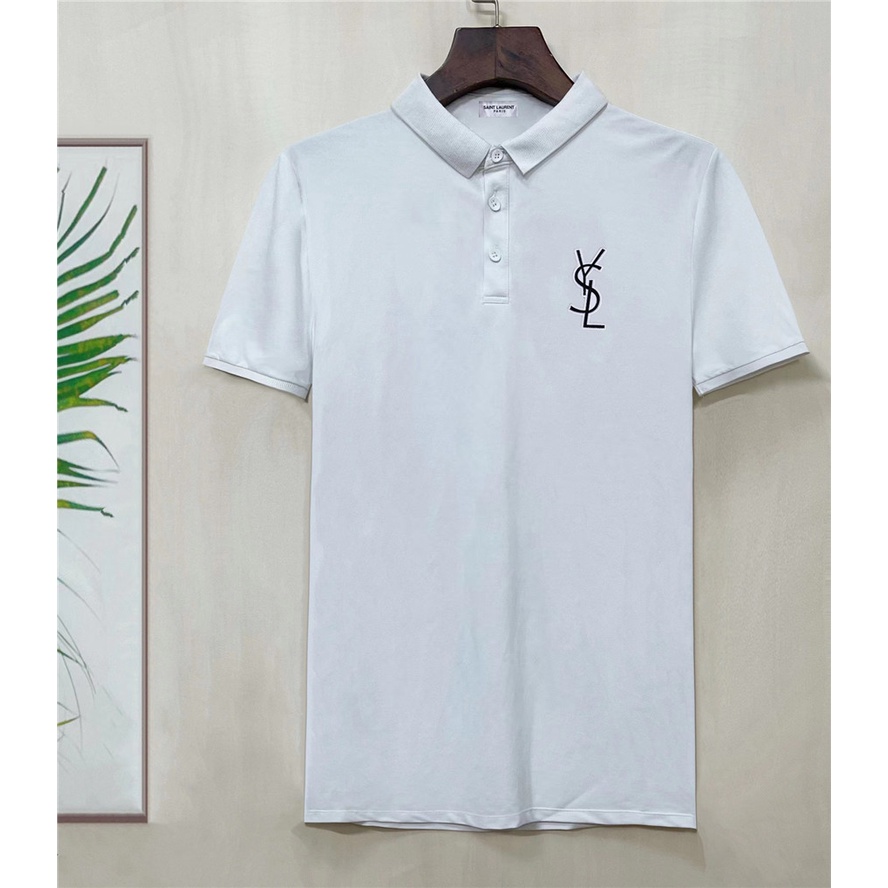 Sa1nt LAURENT Áo Thun polo cotton Thêu logo Thời Trang Cho Nam Size S-4XL