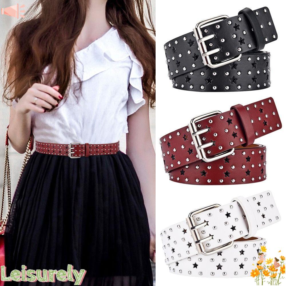 Thắt Lưng Da PU Khóa Hình Đôi Mắt Ngôi Sao Thời Trang