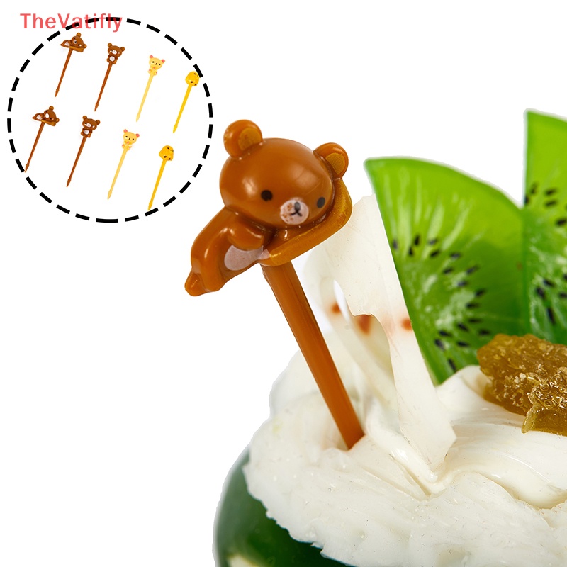 [Thevalifly] Set 8 Nĩa Ăn Trái Cây Hình Động Vật Hoạt Hình Mini Có Thể Tái Sử Dụng Làm Quà Tặng