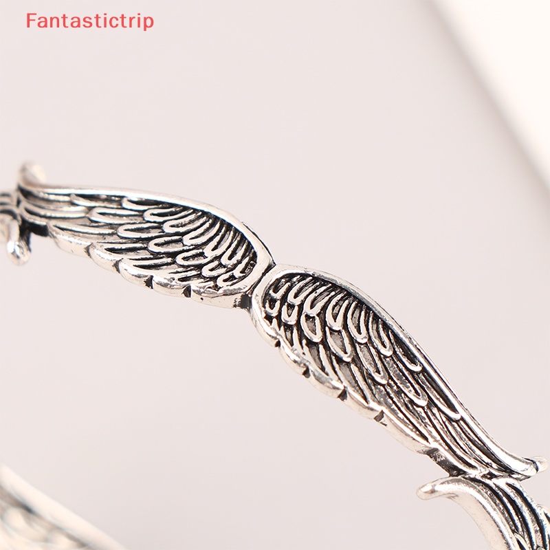 [Fantastictrip] Vòng Tay Hở Bằng Kim Loại Thiết Kế Cánh Thiên Thần Sáng Tạo Phong Cách Retro Thích Hợp Làm Quà Tặng Tiệc Tù