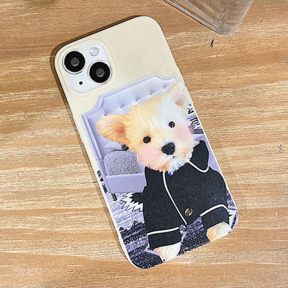 Ốp Điện Thoại TPU Mềm Chống Sốc In Hình Chú Cún Mặc Đồ Ngủ Cho IPhone 14 Pro Max 13 12 11 Pro Max XS XR 7 8 Plus