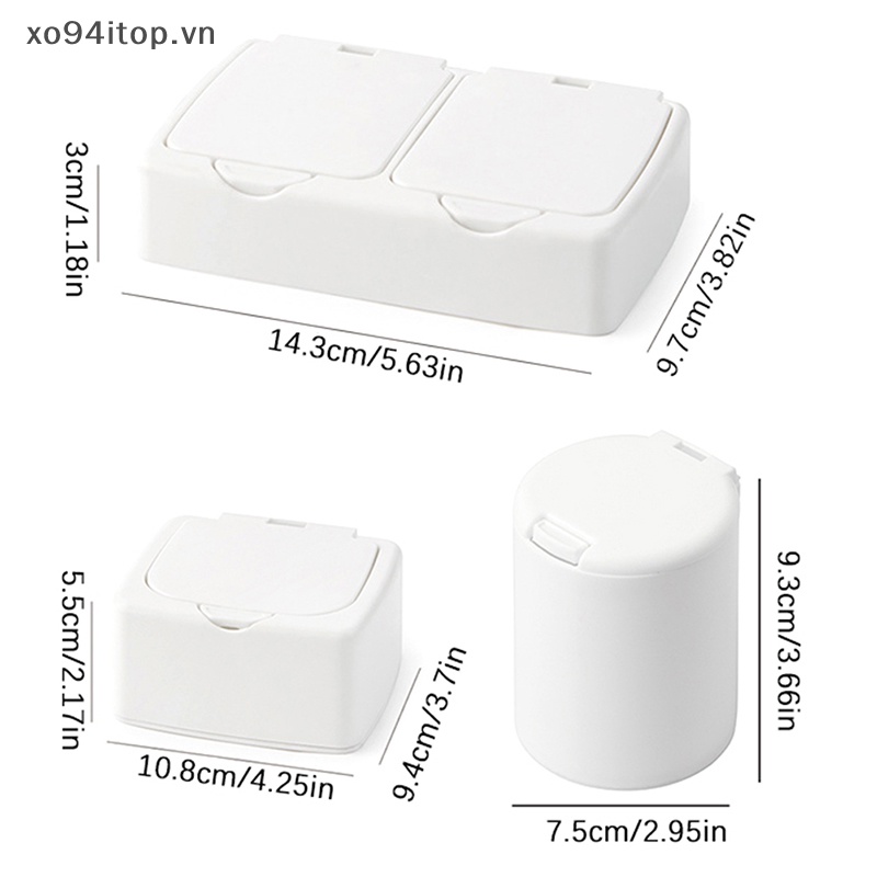 Xoitop Hộp Đựng Tăm Bông Hai Ngăn Hình Chữ Nhật Nhỏ Đơn Giản