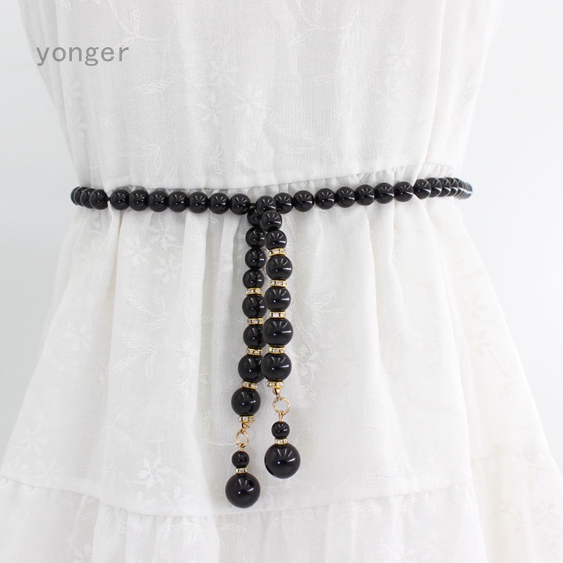 Thắt Lưng Dây Xích Mảnh Đính Hạt Ngọc Trai Phong Cách Bohemian Thanh Lịch Có Thể Điều Chỉnh Trang Trí Đầm