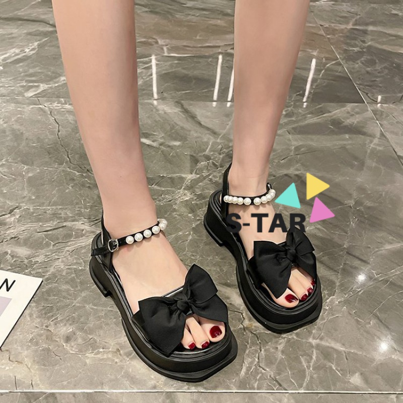 Giày Sandal Đế Dày Đính Nơ Phong Cách Mới Mùa Hè 2023 Thoải Mái Hợp Thời Trang Cho Nữ