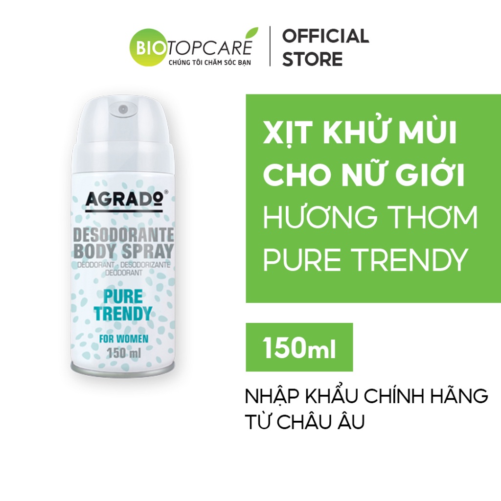 Xịt khử mùi body Agrado hương nước hoa Pure Trendy 150ml