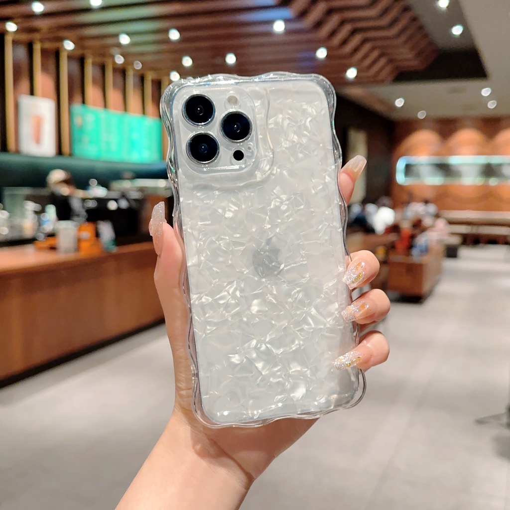 Ốp Điện Thoại tpu Mềm Trong Suốt In Họa Tiết Kim Cương &amp; Ngọn Lửa Cho iPhone 6 7 11 12 13 14 plus x xs xr xsmax pro promax