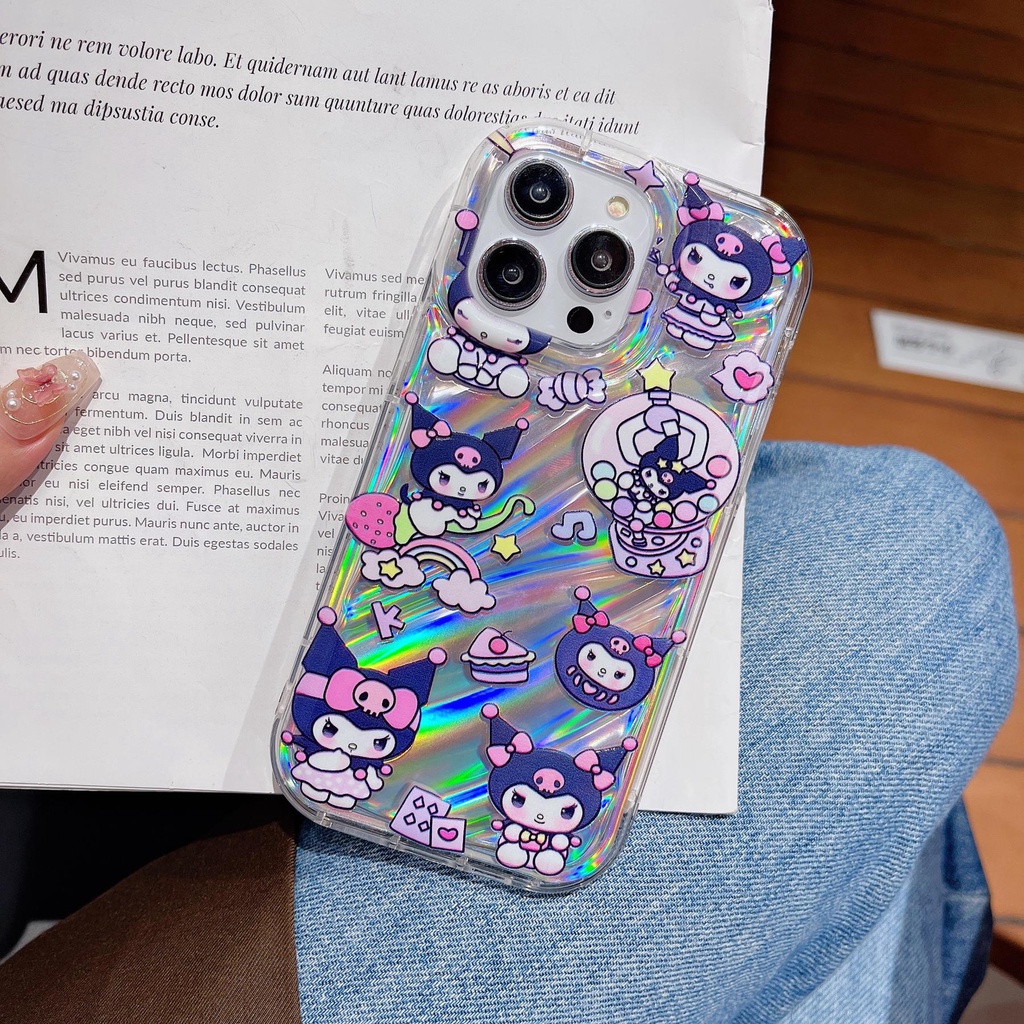 Ốp Điện Thoại TPU Dẻo Trong Suốt Họa Tiết Hoạt Hình Mèo Kuromi Dễ Thương Chống Sốc Cho iPhone 12 13 14 Pro Max