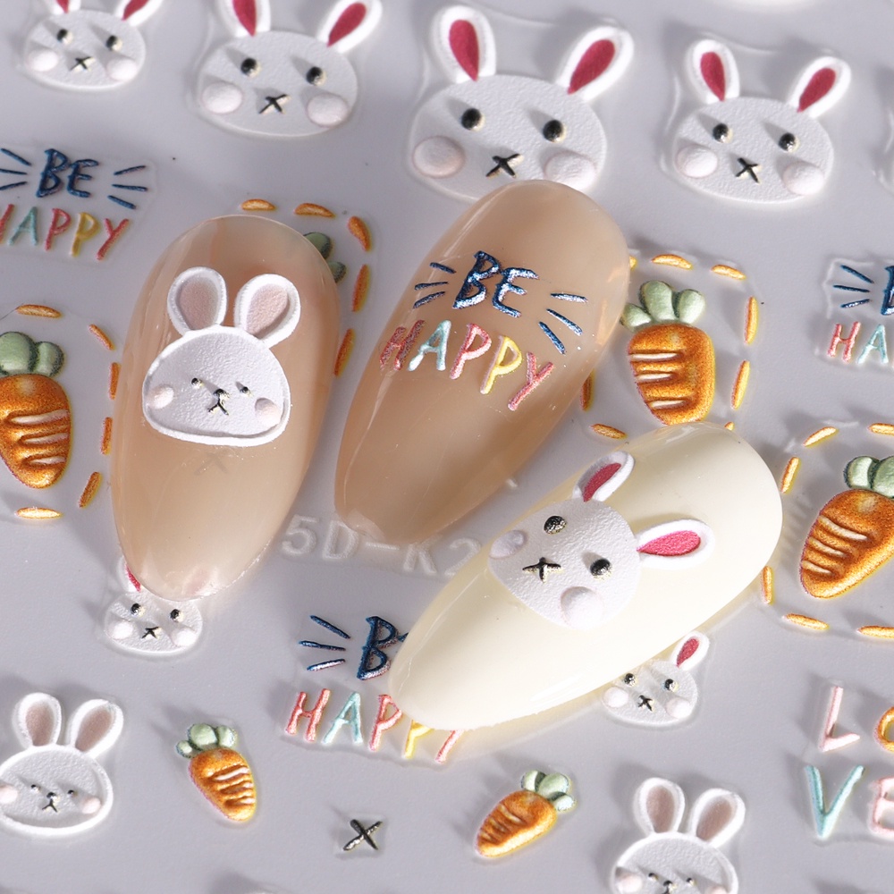 Miếng Dán Trang Trí Móng Tay Bằng Acrylic Dập Nổi Họa Tiết Hoạt Hình Dễ Thương