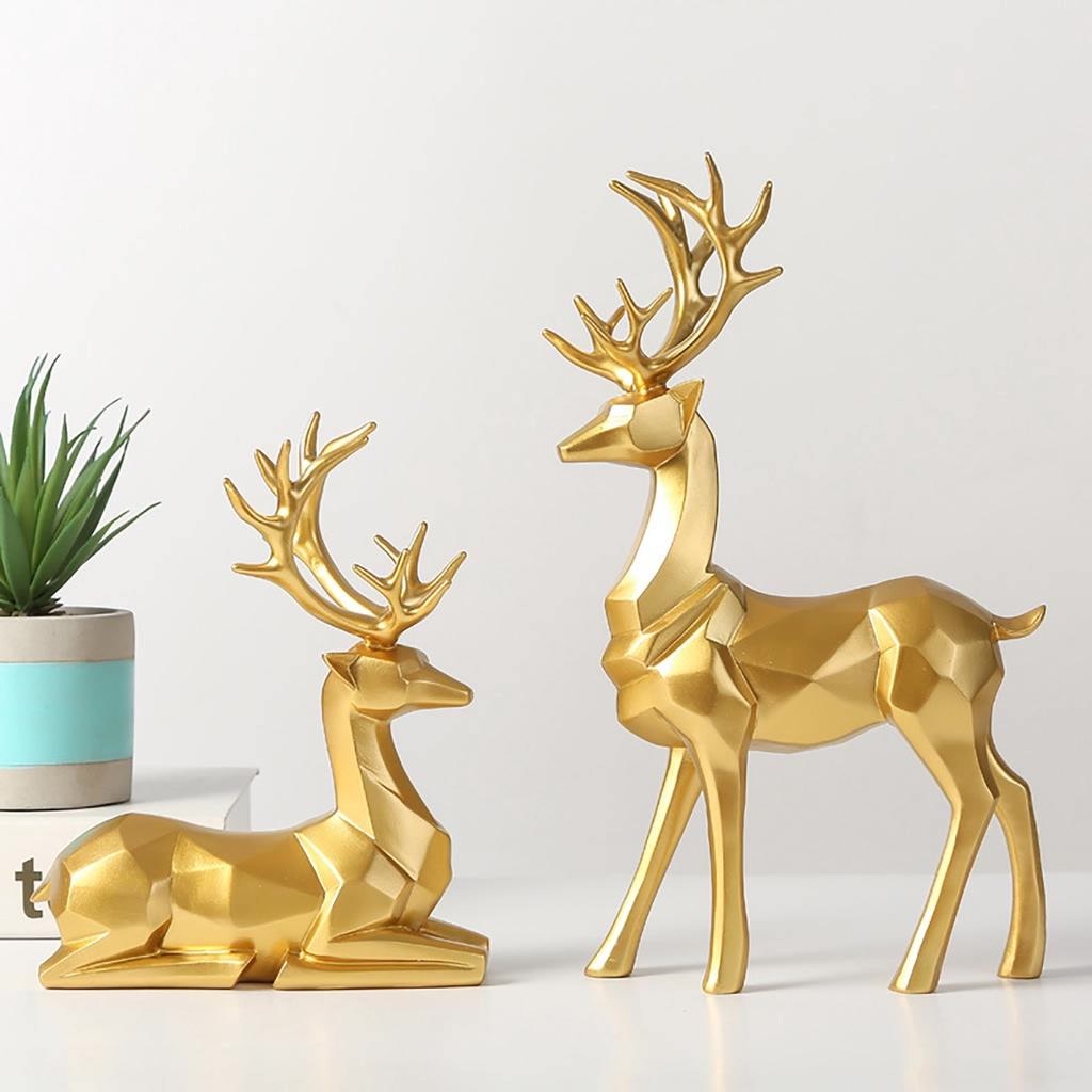 Decor Để bàn "Tượng Hươu Xếp Hình Origami" Bằng Nhựa Resin Mô Hình Trang Trí