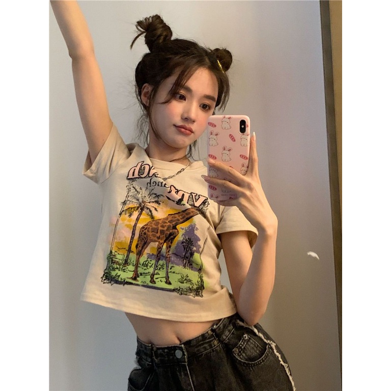Áo baby tee Thun croptop Tay Ngắn Dáng Ôm Thời Trang Mùa Hè Kiểu Mới Cho Nữ