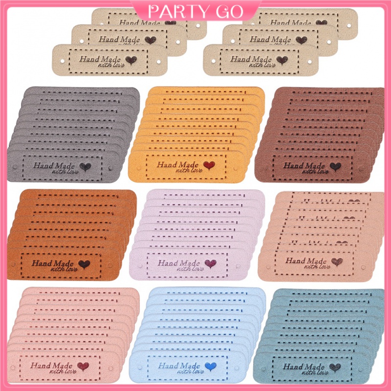 Set 60 Miếng Nhãn Bằng Da Nhiều Màu Dùng Để May Vá Quần Áo