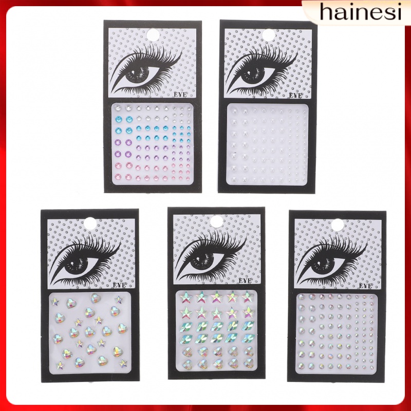 Set 5 Tấm Sticker Tự Dính Đính Đá Giả Kim Cương Trang Điểm Mặt Trang Sức