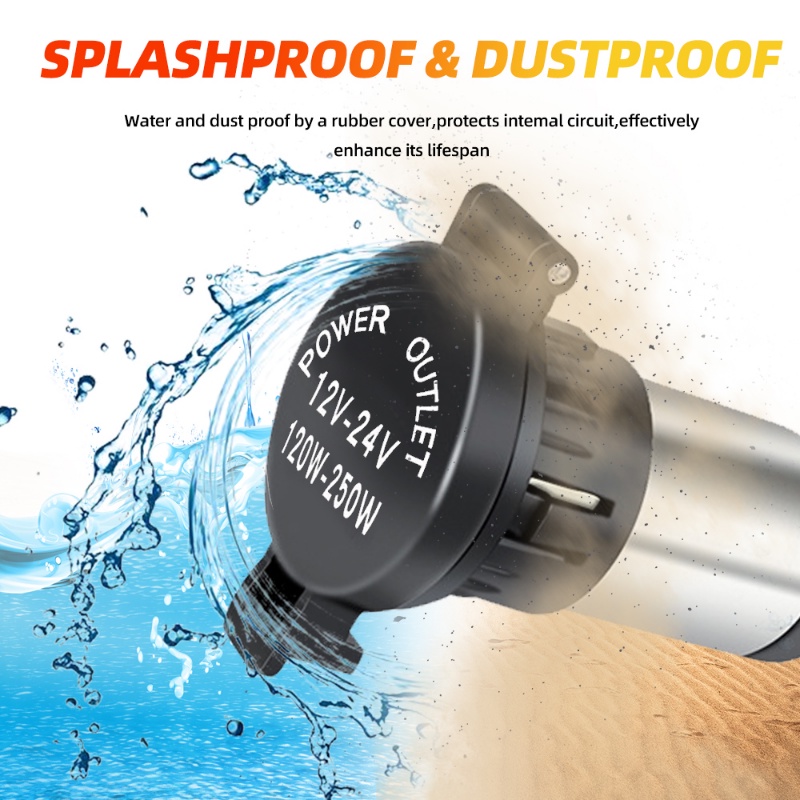Ổ CắM TẩU ThuốC Lá 12V-24V 120W-250W 10A ChốNg NướC Cho Xe Hơi