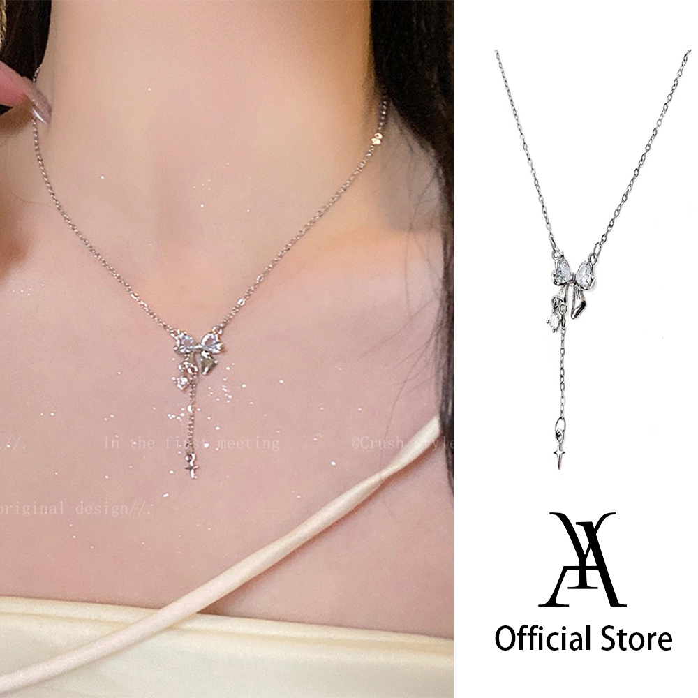 Vòng cổ Màu Vàng / Bạc Mặt Hình Bướm Đính Đá Zircon Thời Trang Cho Nữ